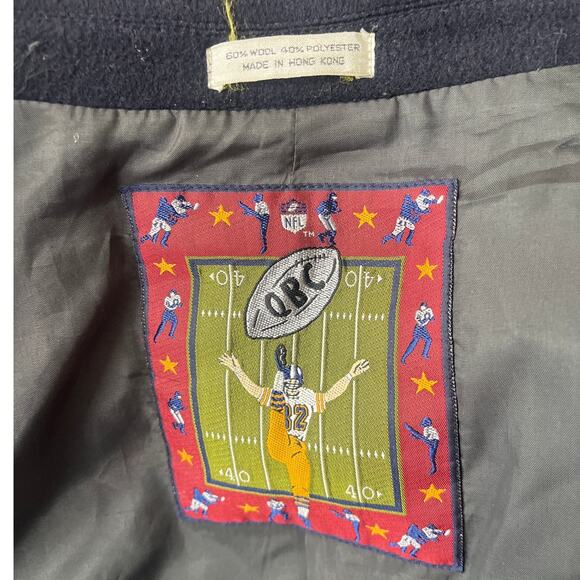 Vtg Y2K QBC Quarterback NFL Wool Mens Sz XL Blazer Preppy Ivy Retro Varsity 80s - Picture 8 of 11